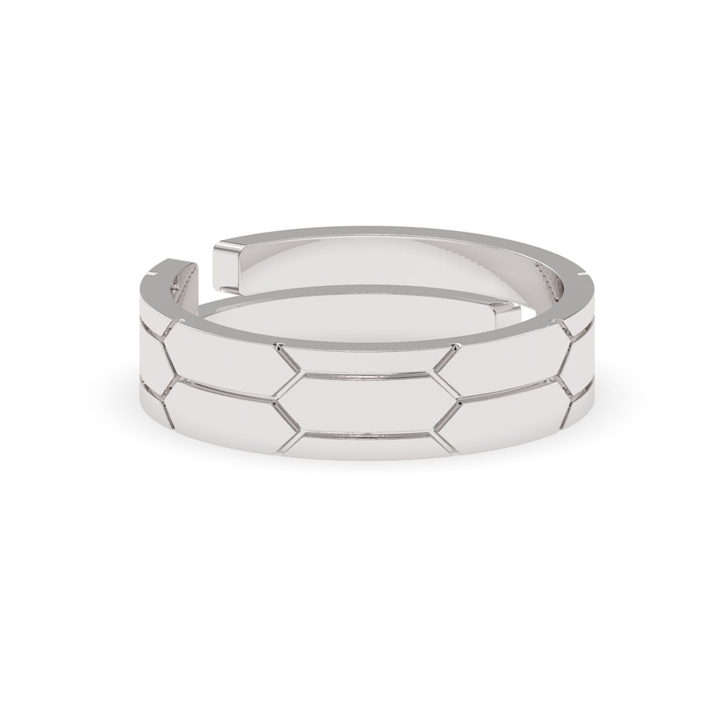 CLARA Real 925 Sterling Silver Hexagon Band Ring 
