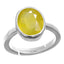 Certified Yellow Sapphire Pukhraj 9.3cts or 10.25ratti 92.5 Sterling Silver Adjustable Ring