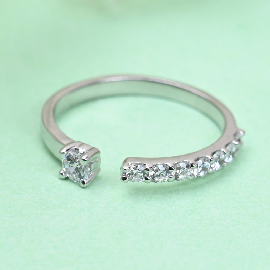 CLARA Pure 925 Sterling Silver Cute Finger Ring with Adjustable Band 