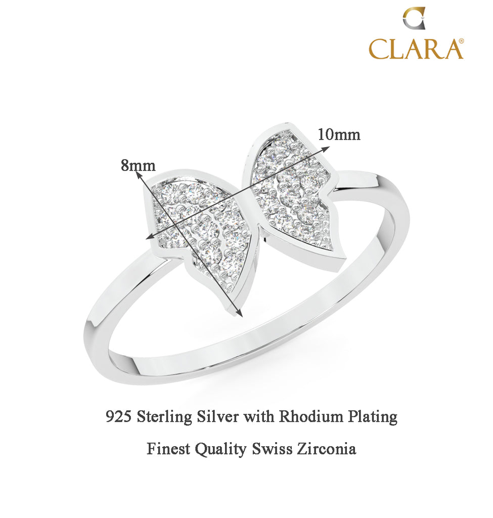 CLARA 925 Sterling Silver Butterfly Ring 