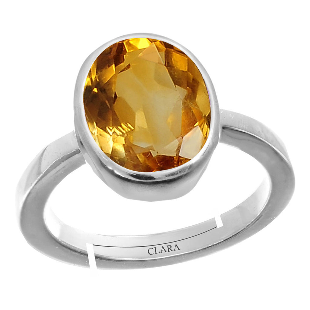 Certified Citrine Sunehla 5.5cts or 6.25ratti 92.5 Sterling Silver Adjustable Ring