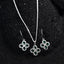 CLARA 925 Sterling Silver Green Flower Pendant Earring Chain Jewellery Set 
