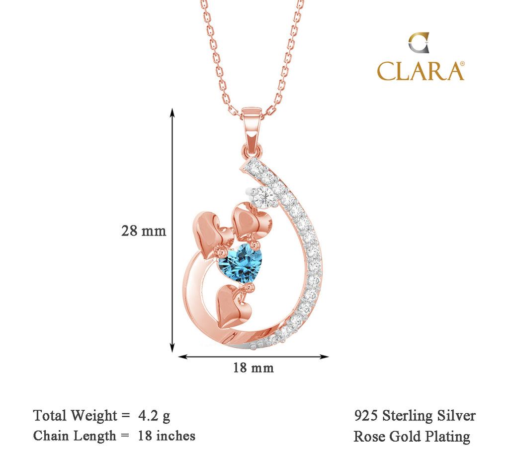CLARA 925 Sterling Silver Heart Pendant Chain Necklace 