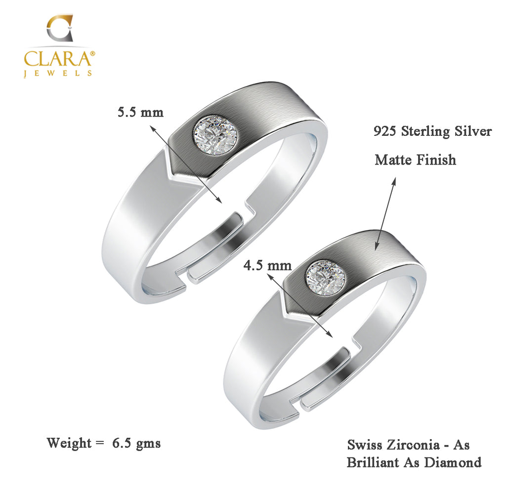 CLARA Pure 925 Sterling Silver Belt Adjustable Couple Band, Promise Rings for Lovers