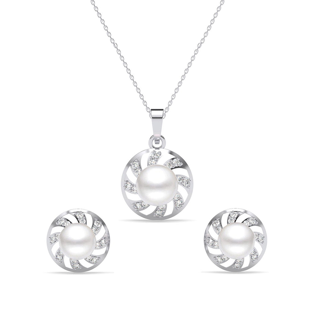 Silver Damsa Real Pearl Jewellery Set