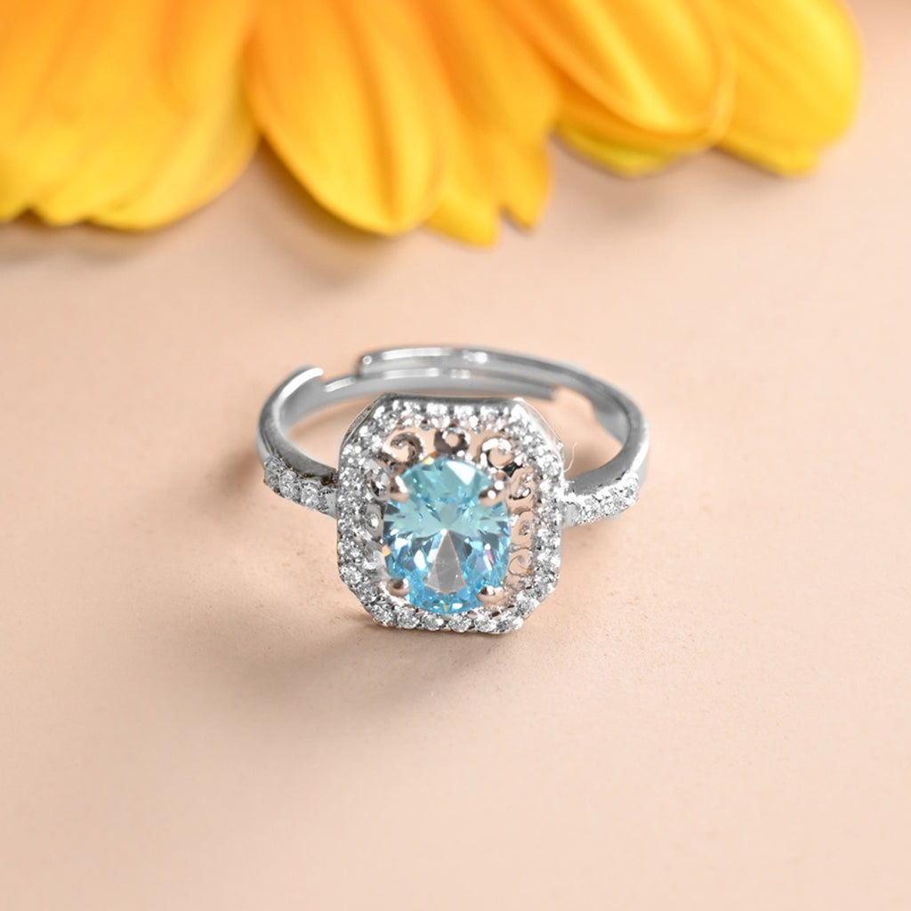 Silver Carol Blue Topaz Solitaire Ring