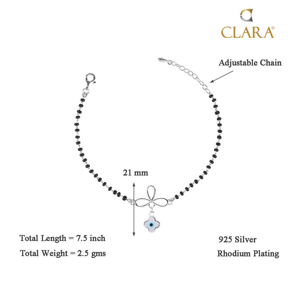 CLARA 925 Sterling Silver Evil Eye Flower Hand Mangalsutra Bracelet