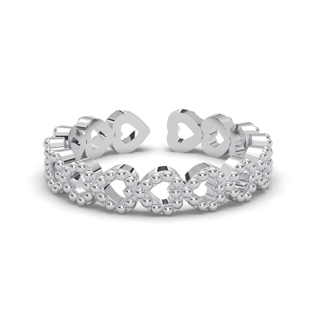 CLARA Pure 925 Sterling Silver Line of Heart Finger Ring 