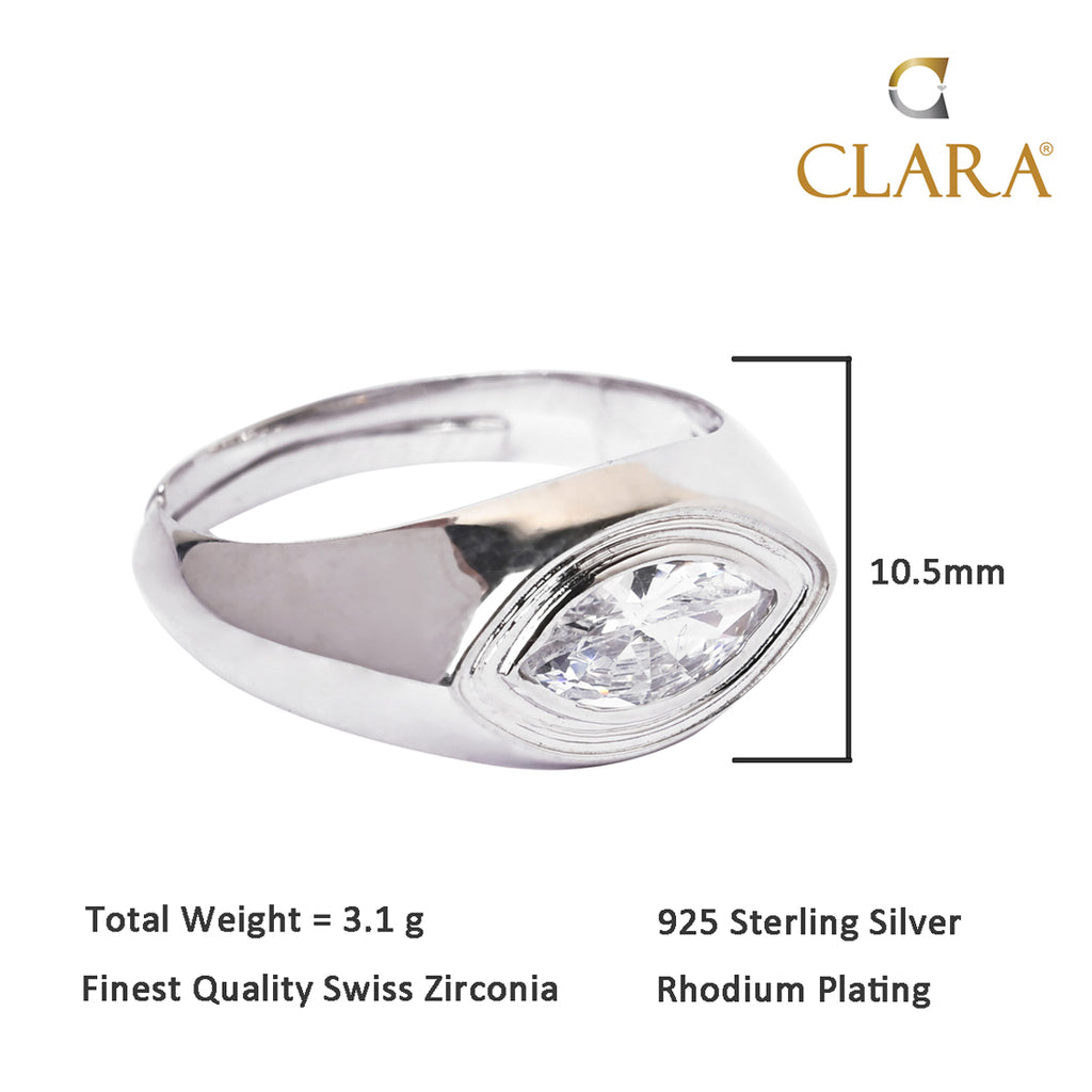 CLARA Real 925 Sterling Silver Marquise Band Ring 