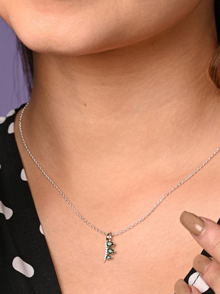 CLARA 925 Sterling Silver Reina Pendant Chain Necklace 
