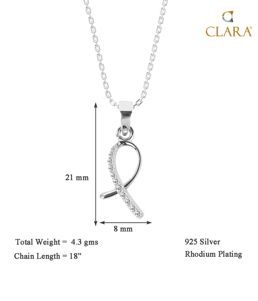 CLARA 925 Sterling Silver Lia Pendant Chain Necklace 