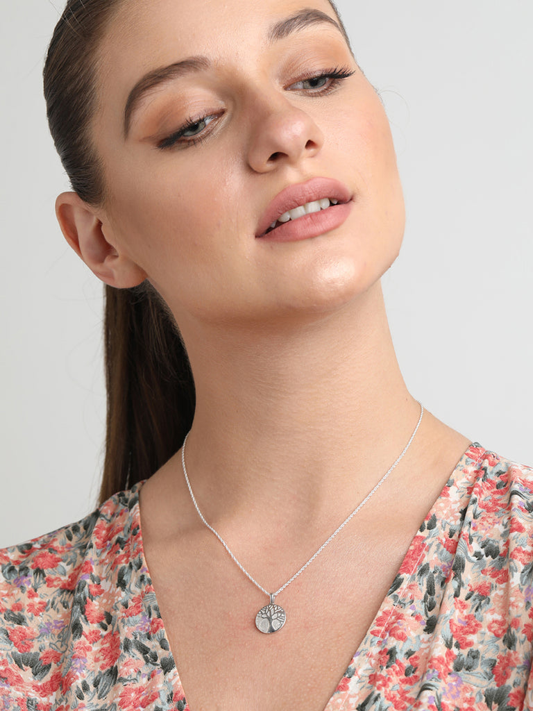 CLARA 925 Sterling Silver Tree of Life Pendant Chain Necklace 