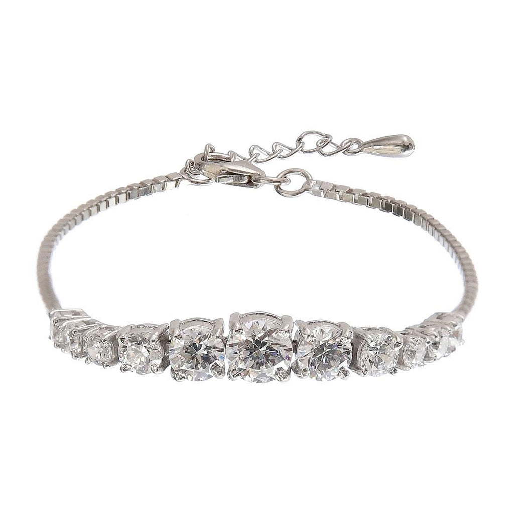CLARA Made with Swiss Zirconia 925 Sterling Silver Sandra Solitaire Bracelet Gift for Women and Girls