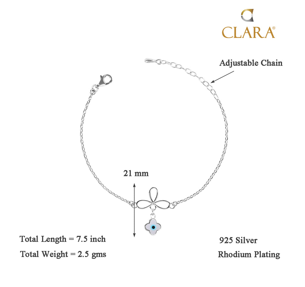 CLARA 925 Sterling Silver Evil Eye Flower Bracelet