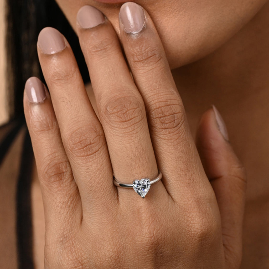 Silver Orla Classic Heart Solitaire Ring