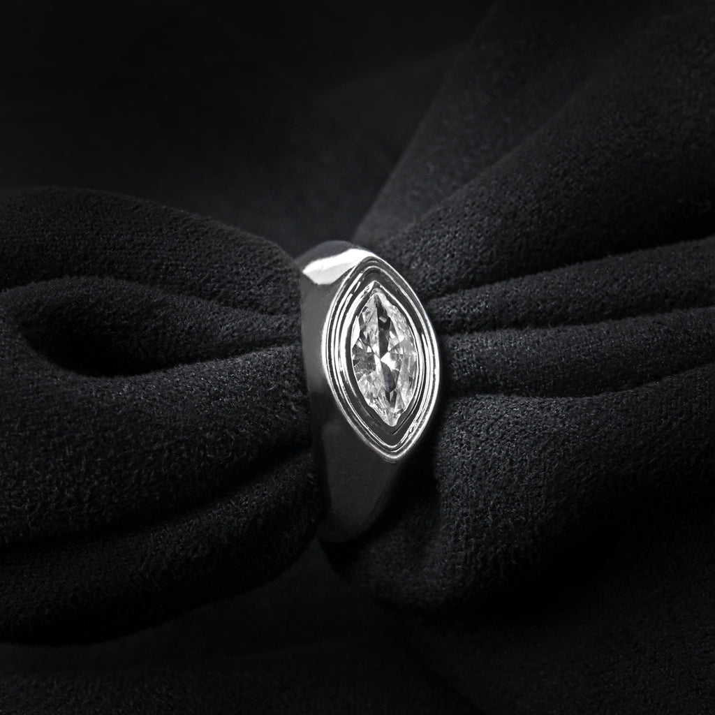 CLARA Real 925 Sterling Silver Marquise Band Ring 