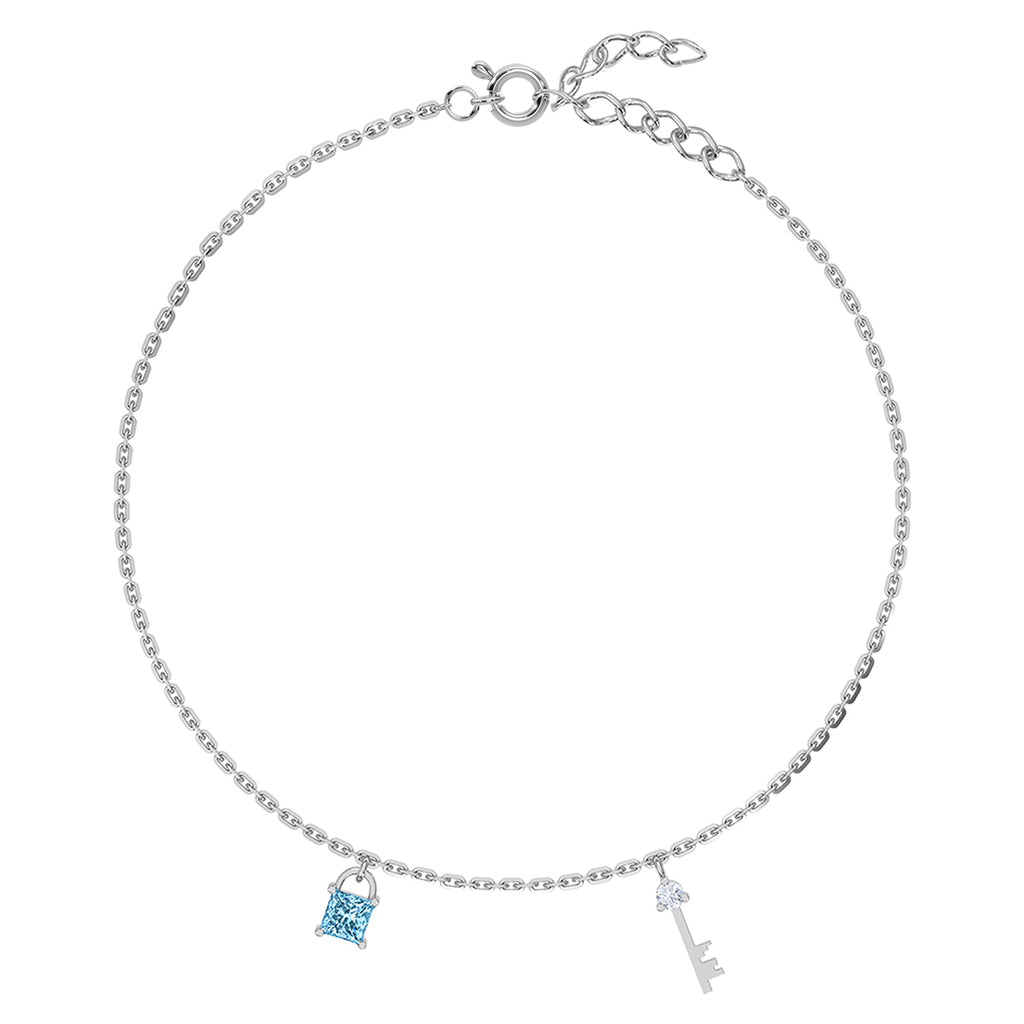 Silver Lock & Key Anklet Payal (Single)