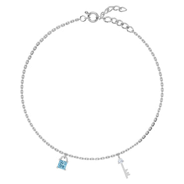 Silver Lock & Key Anklet Payal (Single)