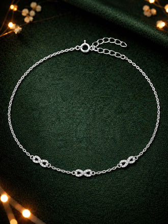 Silver Iyla Infinity Anklet Payal (Single)