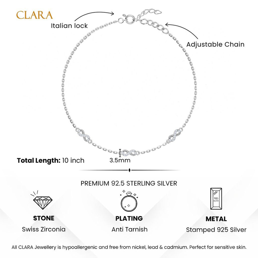 Silver Iyla Infinity Anklet Payal (Single)