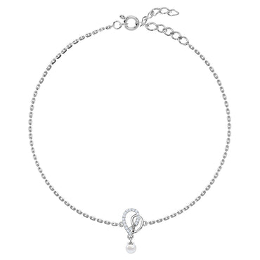 Silver Zahab Pearl Interlocked Anklet Payal (Single)