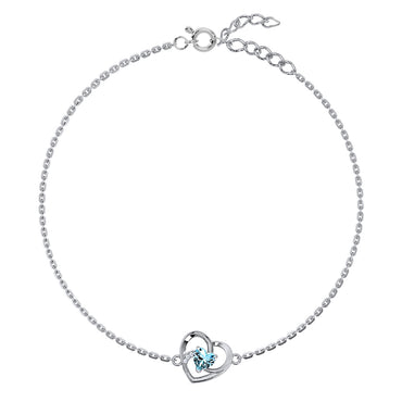 Silver Hiya Heart Anklet Payal (Single)