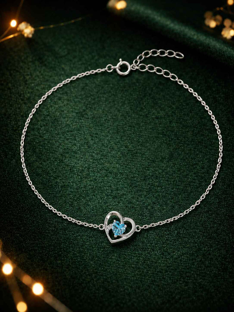 Silver Hiya Heart Anklet Payal (Single)