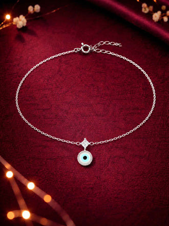 Silver Evil Eye Anklet Payal (Single)