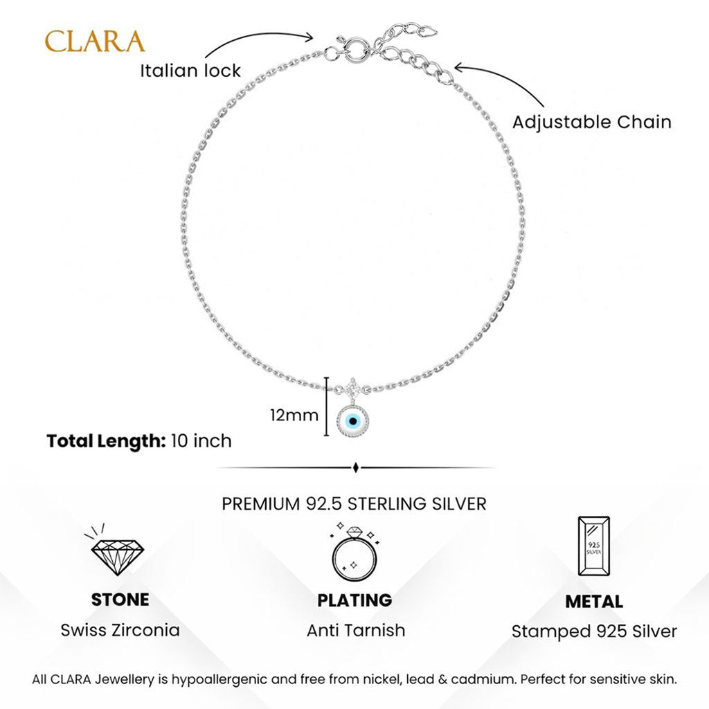 Silver Evil Eye Anklet Payal (Single)