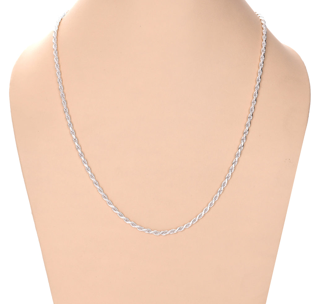 Silver Rope Chain Necklace in 24 inches