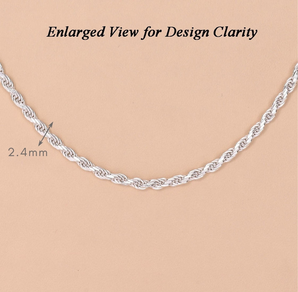 Silver Rope Chain Necklace in 20 24 28 inches