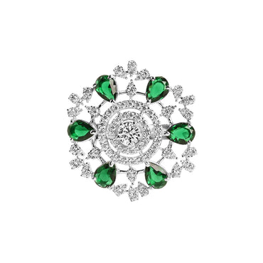 Clara 925 Sterling Silver Green Adjustable Cocktail Ring 