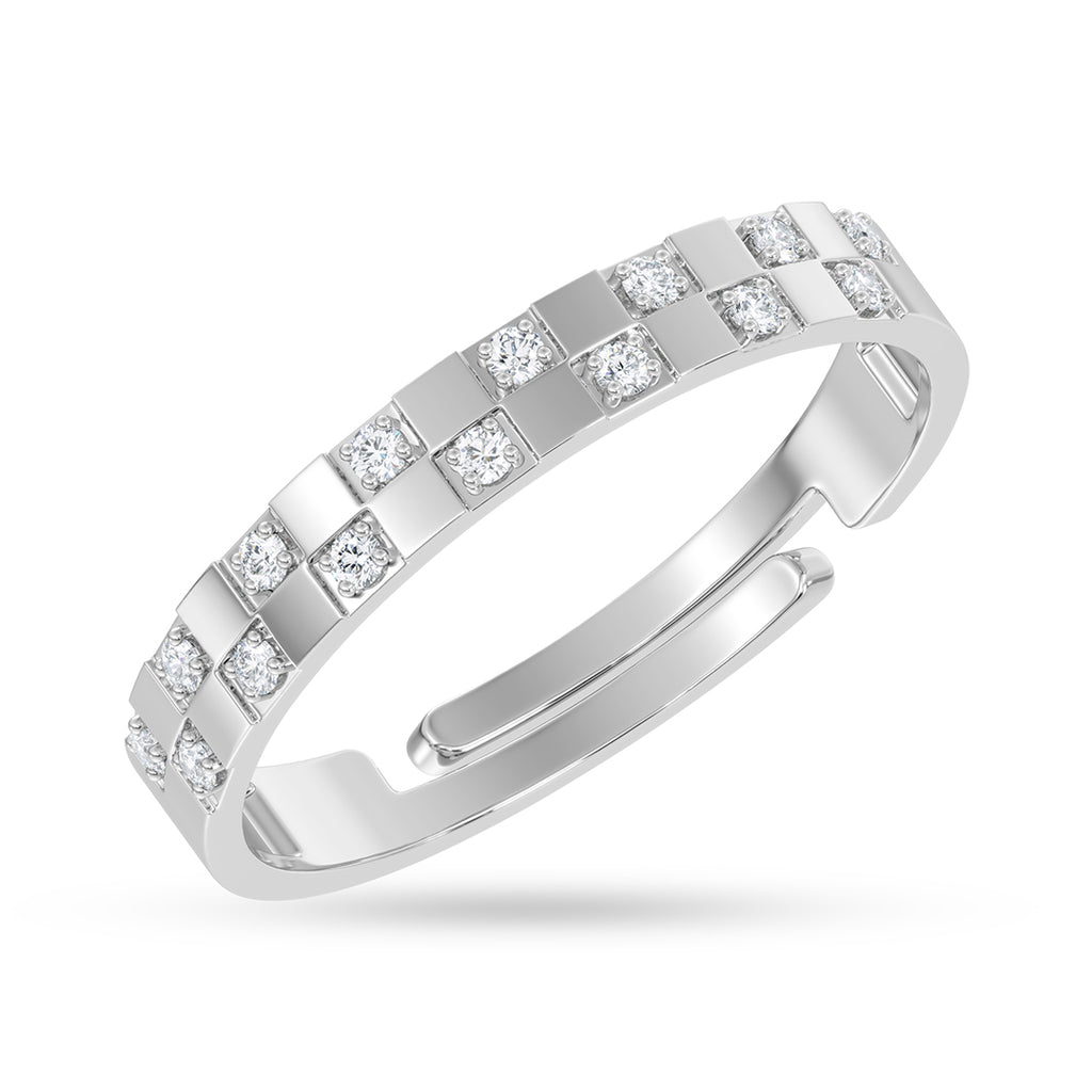Silver Chessboard Ring
