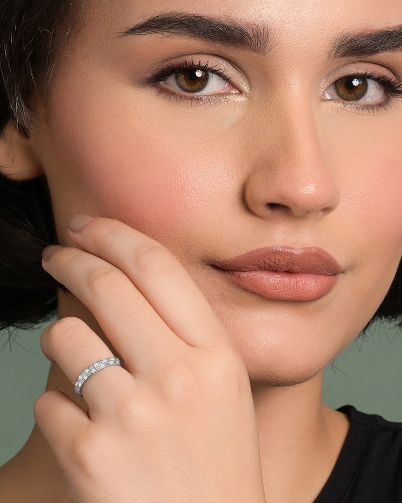 Silver Chessboard Ring