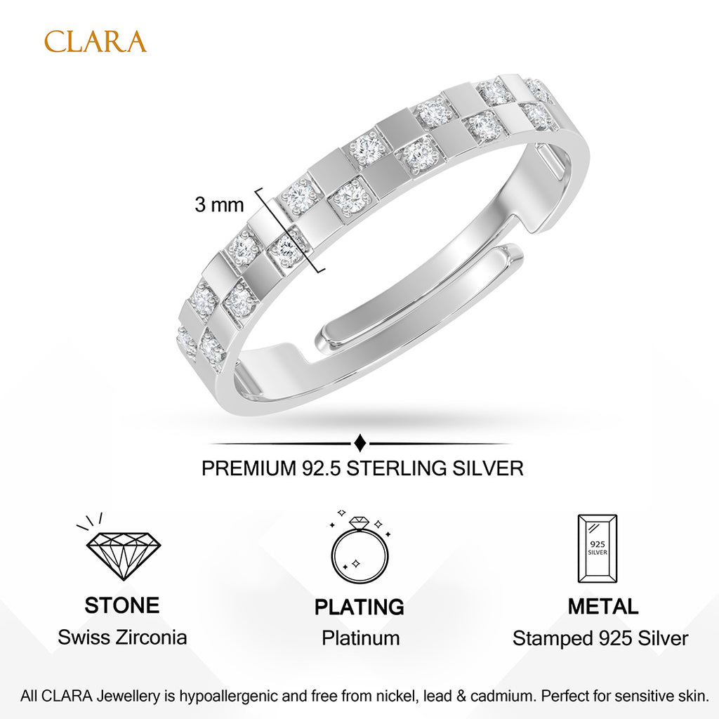 Silver Chessboard Ring
