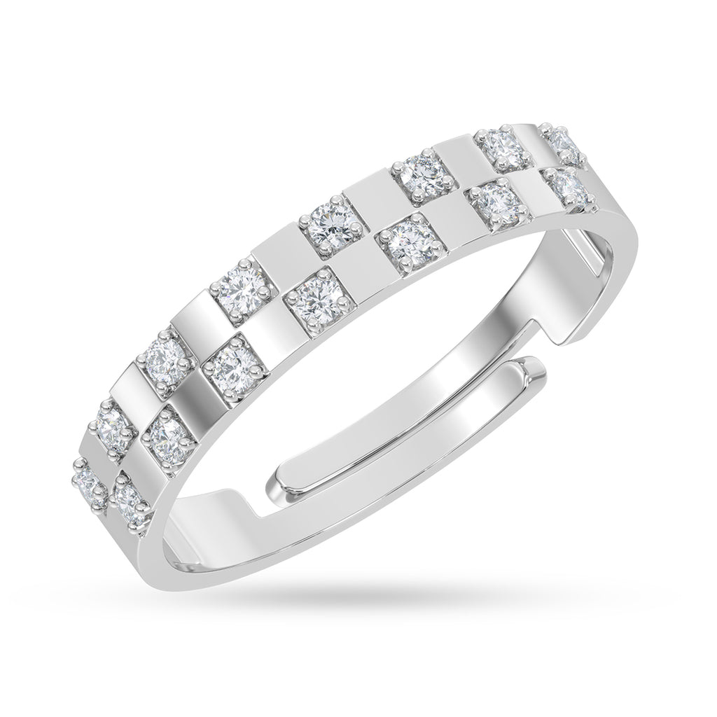 Silver Chessboard Men Ring