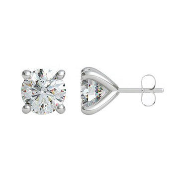 CLARA 925 Pure Sterling Silver Round Solitaire Studs Earrings White Gift for Girls Kids Women & Men Rhodium Plated, Swiss Zirconia