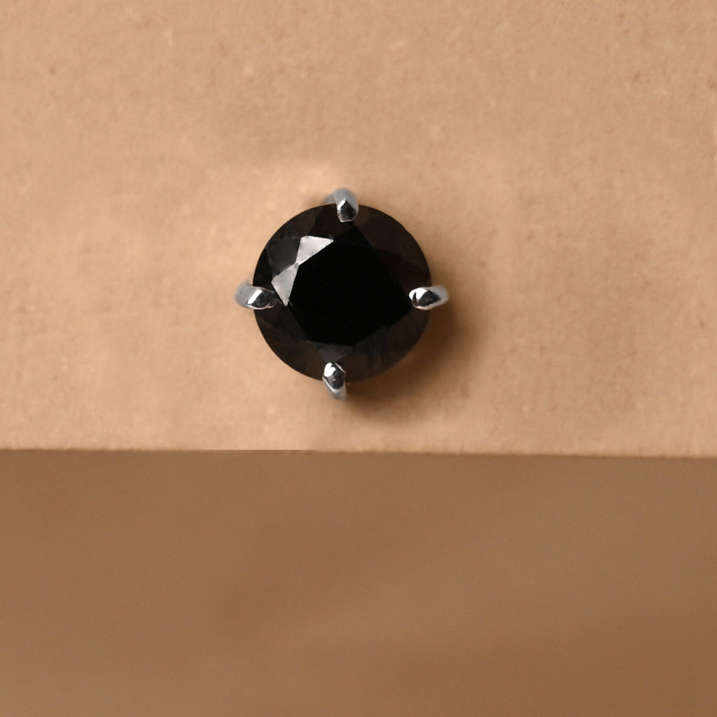 CLARA 925 Sterling Silver Black Stud Men Earring Gift for Men & Boys 1 Piece