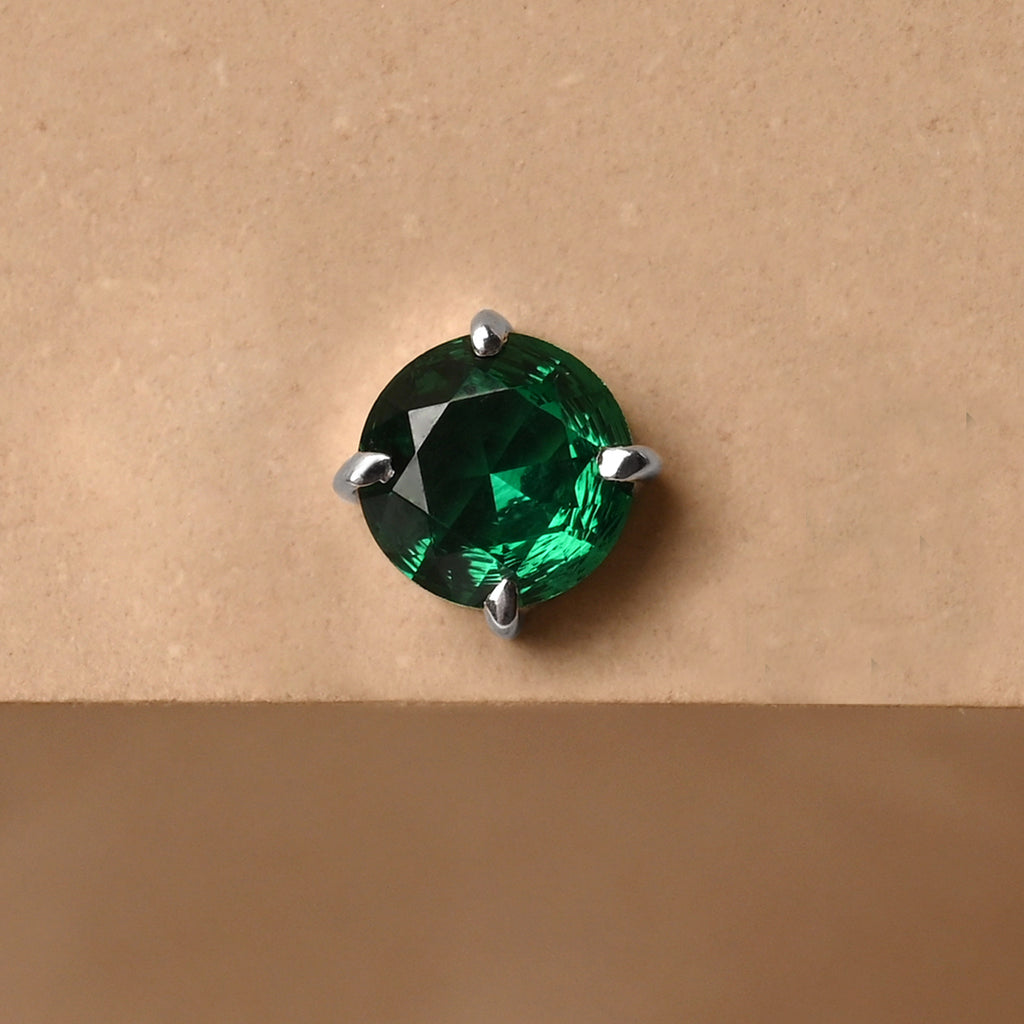 CLARA 925 Sterling Silver Men Green Stud Men Earring Gift for Men & Boys 1 Piece
