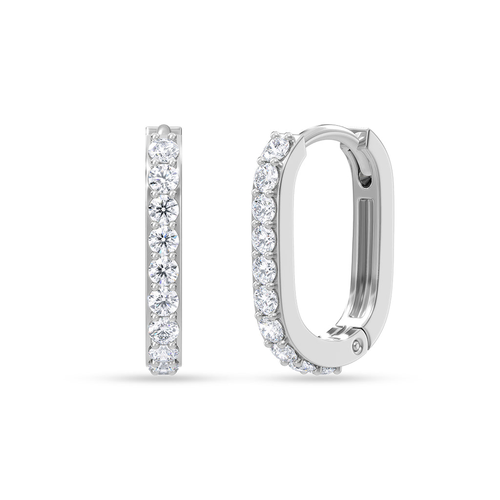 Silver U Shape Hoop Bali Earrings
