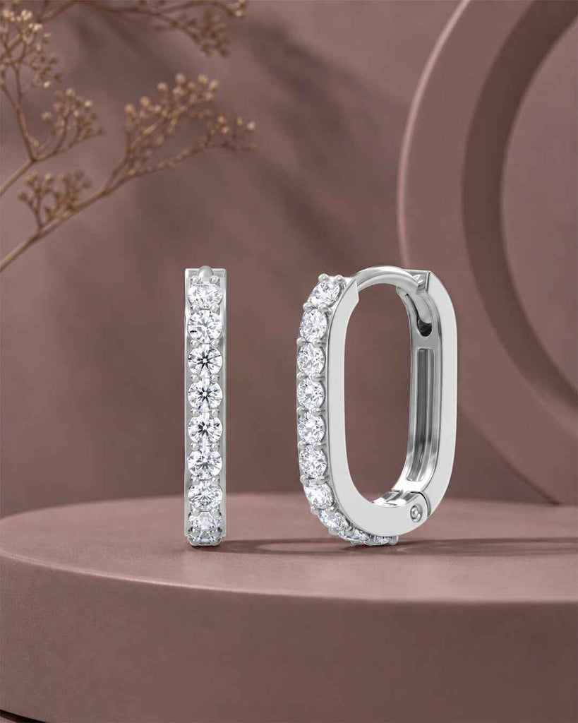 Silver U Shape Hoop Bali Earrings