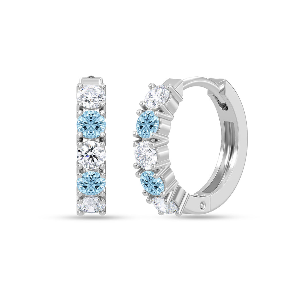 Silver Lunelle Blue Hoop Bali Earrings
