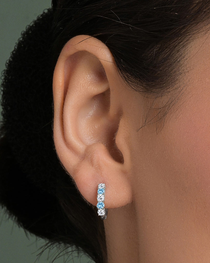 Silver Lunelle Blue Hoop Bali Earrings