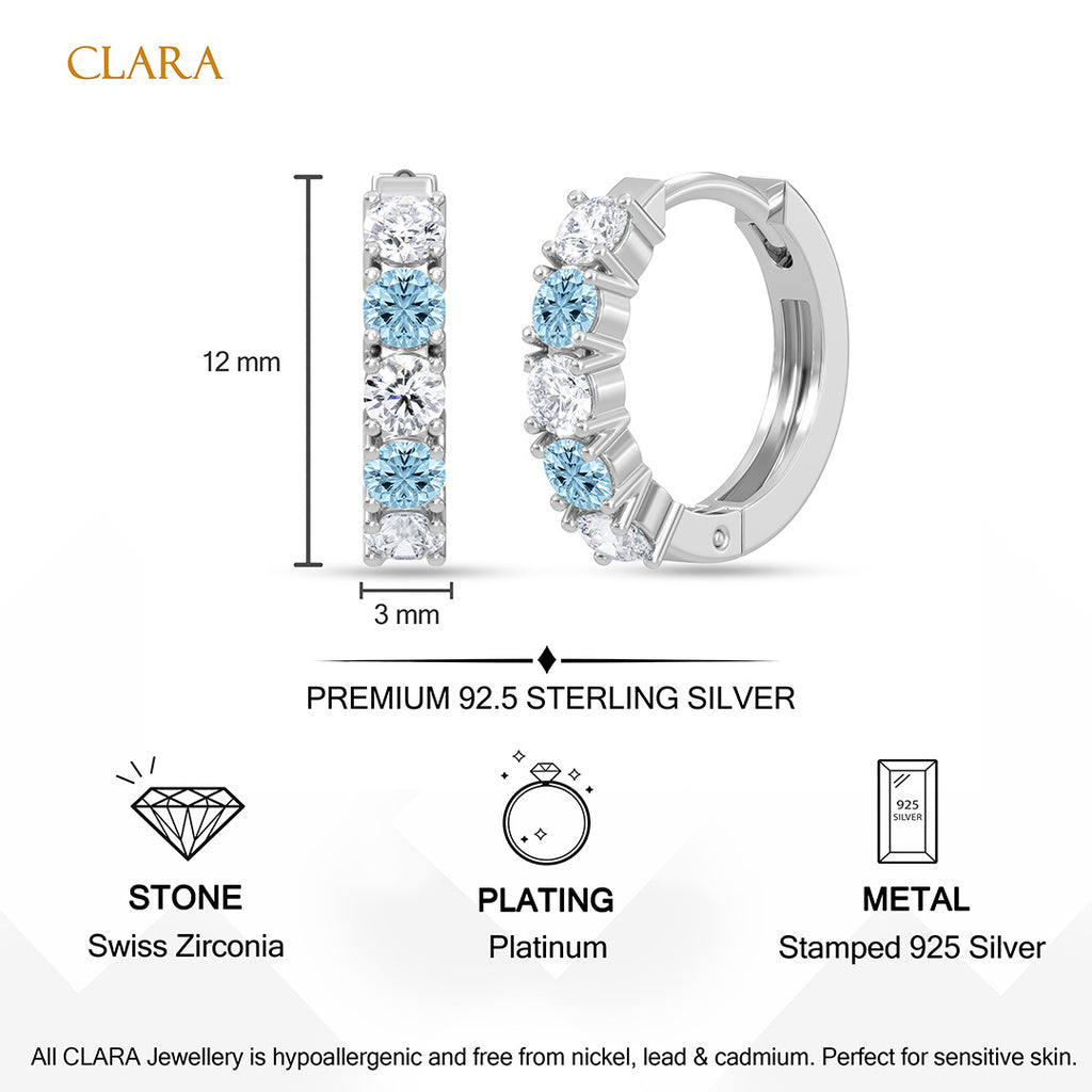 Silver Lunelle Blue Hoop Bali Earrings