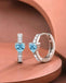 Silver Blue Heart Hoop Bali Earrings
