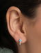 Silver Blue Heart Hoop Bali Earrings