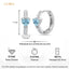 Silver Blue Heart Hoop Bali Earrings