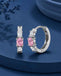 Silver Roselle Pink Hoop Bali Earrings