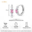 Silver Roselle Pink Hoop Bali Earrings