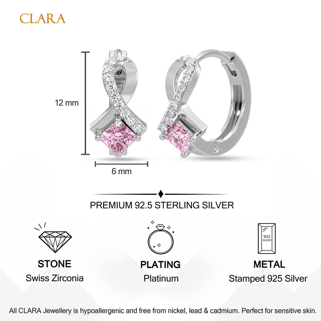 Silver Nerissa Pink Hoop Bali Earrings